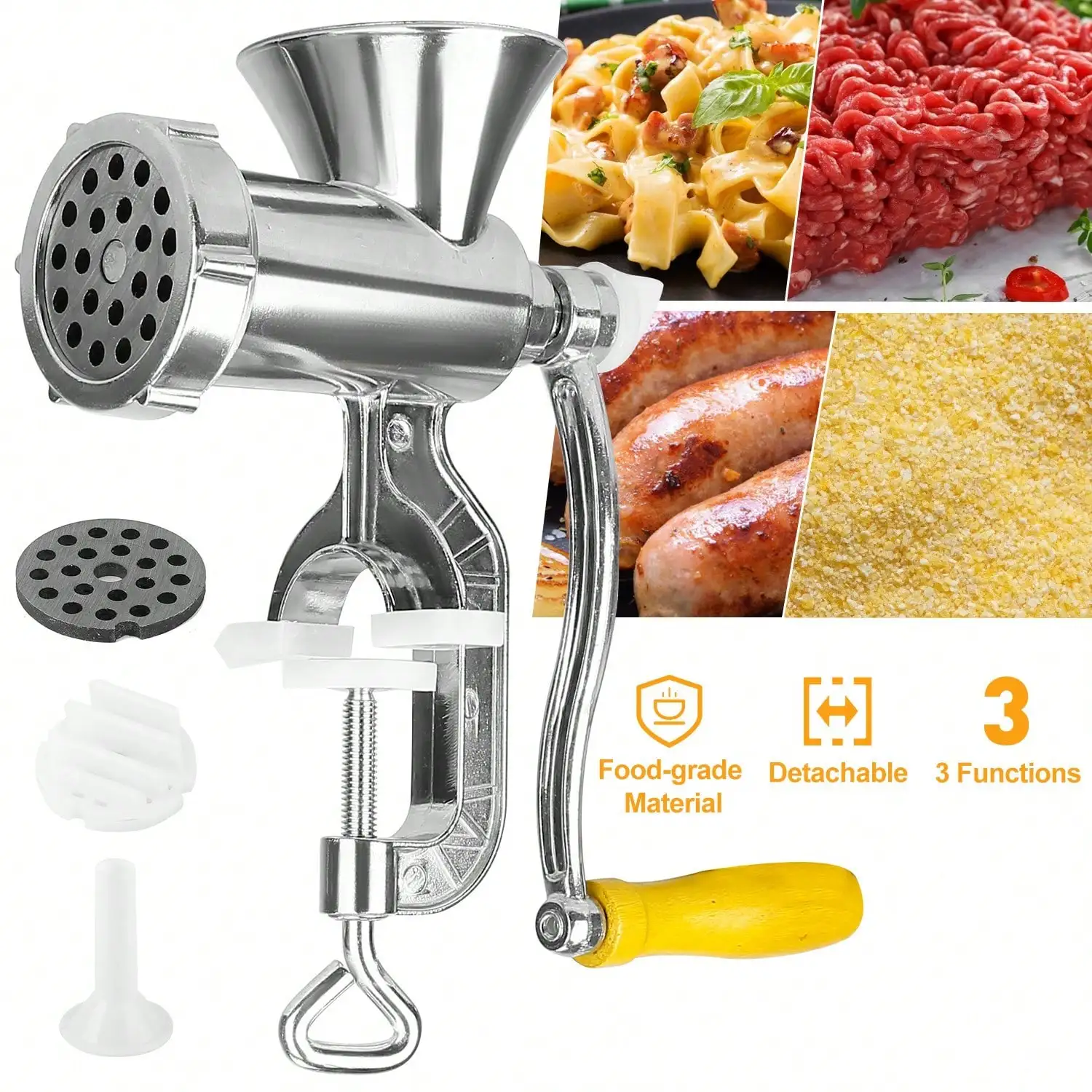 

1Pc Moclever Manual Meat Grinder Heavy Duty Aluminum Alloy Hand Operated Mincer Sausage Maker Machine Noodle Maker Kitchen Food