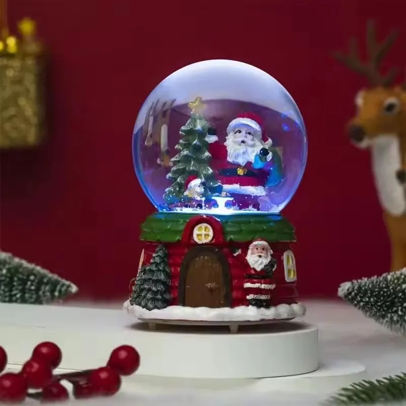 Fantasy LED Christmas Musical Snow Globe Cute Water Globe Music Ball Cartoon Christmas Decoration Battery Powered Crystal Balls