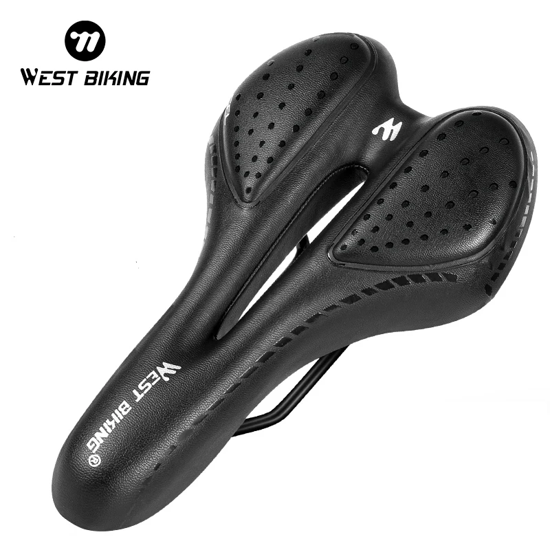 WEST BIKING-sillín cómodo de Gel para bicicleta de montaña, asiento indoloro de espuma, de cuero PU, versátil, para ciclismo BMX