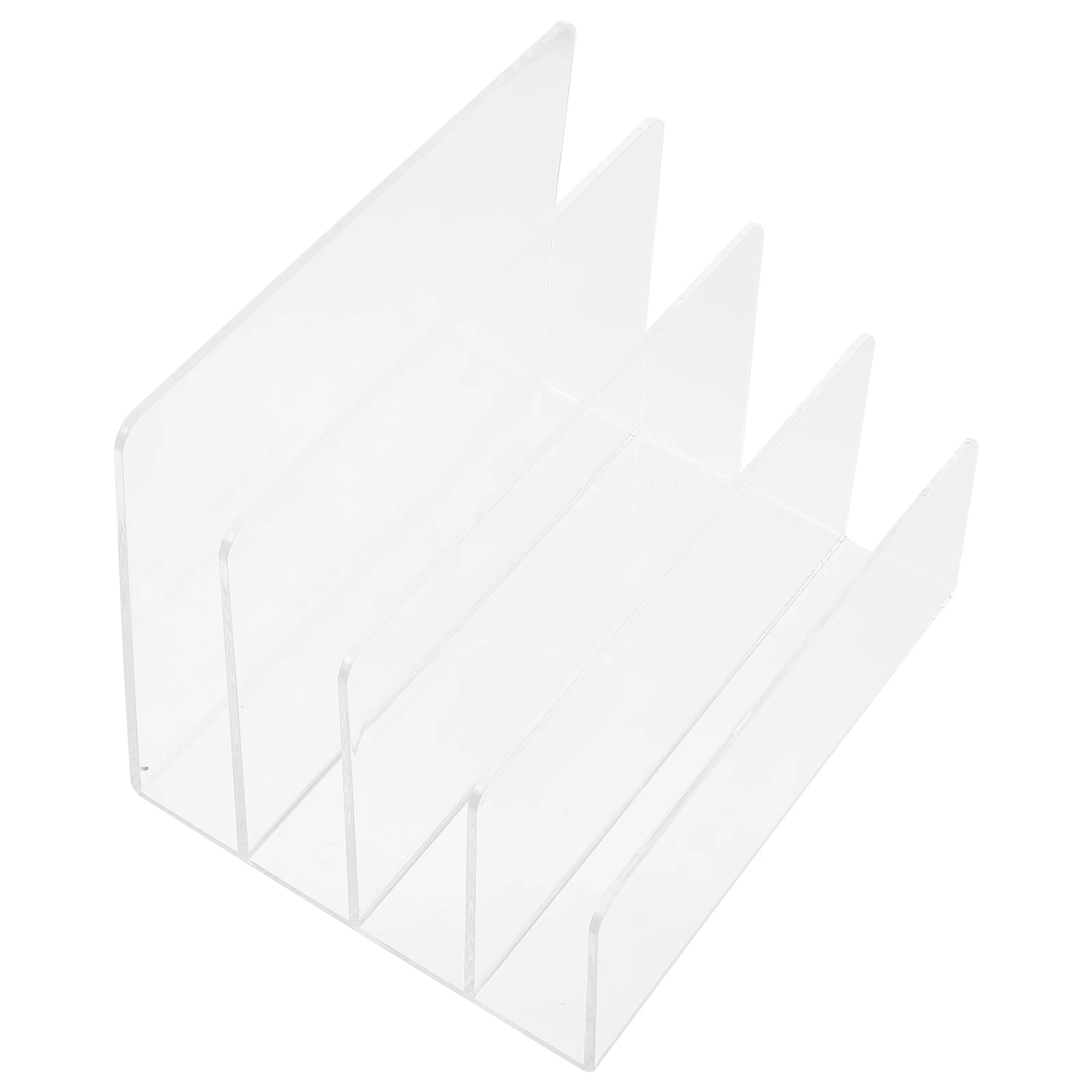 

Bookend Document Shelf Clear Holder Office Desk Magazine Display Stand Storage Compartment Practical Transparent