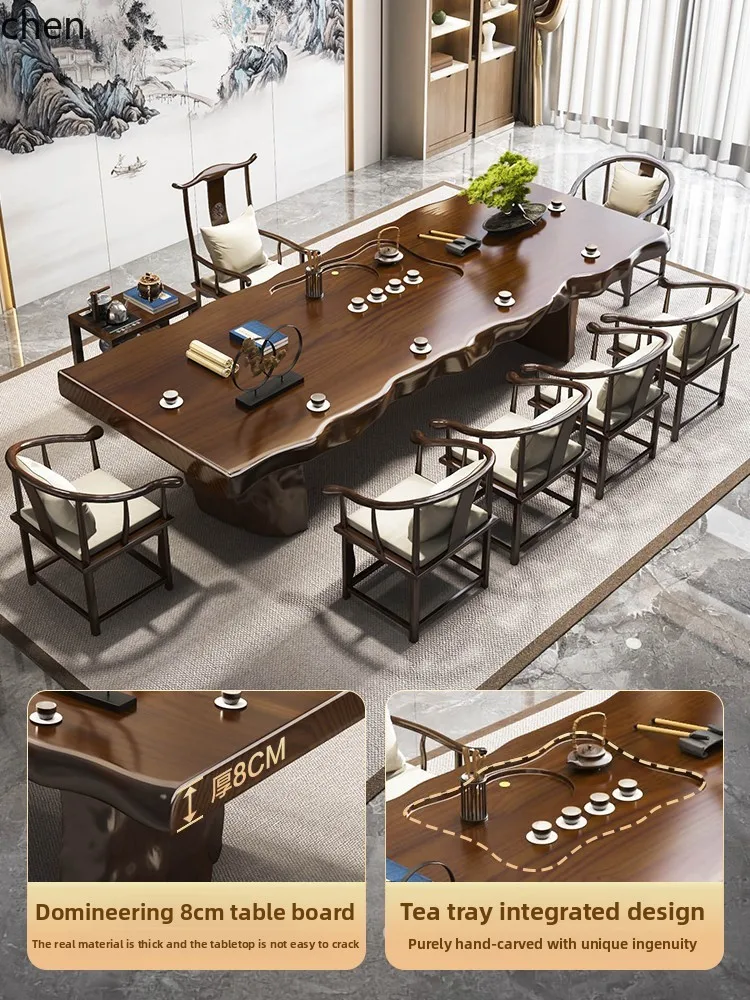 

QZT чайный столик из цельного дерева, комбинация офисного домашнего чайного столика и стула