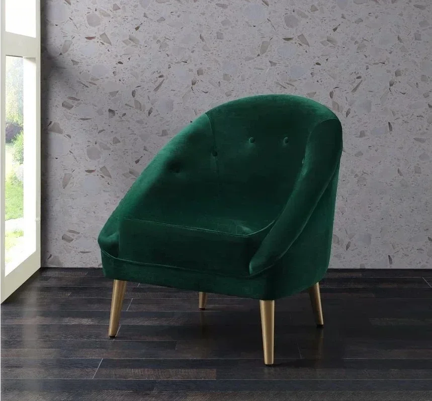 Nordic modern simple living room dark green flannel single sofa furniture cafe sales office sofa chair