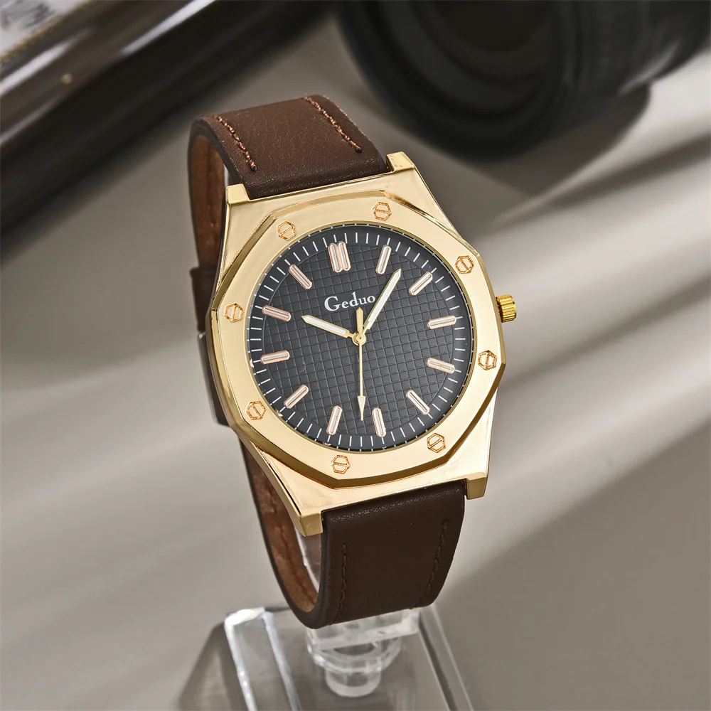 Leather Strap Men Quartz Watch Best Selling 2024 New Arrival Fashion Big Dial Men\'s Wristwatch