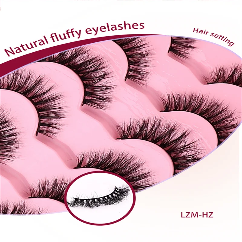 7 Paar natürliche, flauschige 3D-Stereo-Wimpern, leicht und bequem, Frittier-Haarsimulation für einen verbesserten Blick