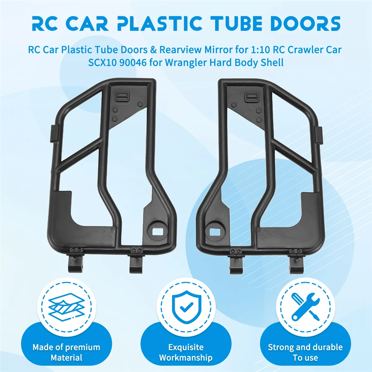 RYOST RC أبواب أنبوب بلاستيكي للسيارة ومرآة الرؤية الخلفية لسيارة زاحفة 1:10 RC محورية SCX10 90046 لسيارة جيب رانجلر هيكل صلب #5
