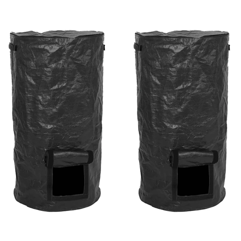 HOT SALE 2X Collapsible Garden Yard Compost Bag With Lid Fertilizer Waste Sacks Composter 34Gallon Ferment Manure Waste Collecto