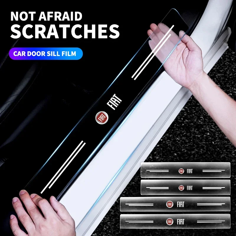 4pcs Car Door Sill Transparent Protector Stickers For Fiat Hyundai Volkswagen Suzuki Kia Chevrolet Seat MINI Alfa Romeo Honda