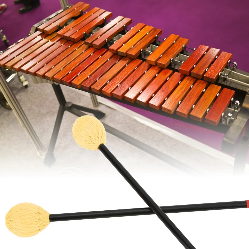 Carbon Fiber+Cotton Thread Marimba Mallets Yellow Black And Red Comfortable Hand Feeling Percussion Mallets Drum Stick Mallet