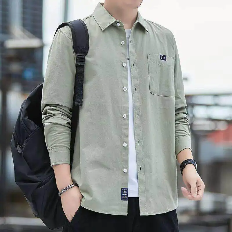 American Retro Loose Casual Long Sleeve Shirt Men's Summer Outdoor Workwear Wear Resistant Dirtproof Workwear Jacket