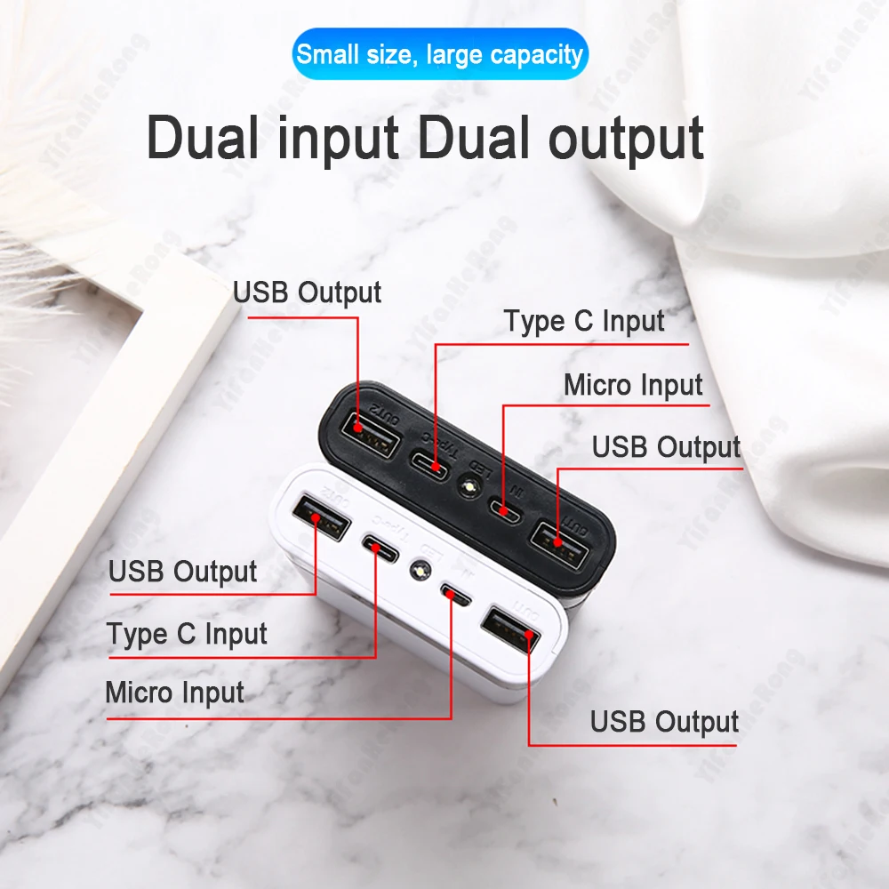 Powerbank do szybkiego ładowania obudowa DIY rodzaj USB C 6*18650 nieodłączana bateria 10W 18W bez baterii LED latarka