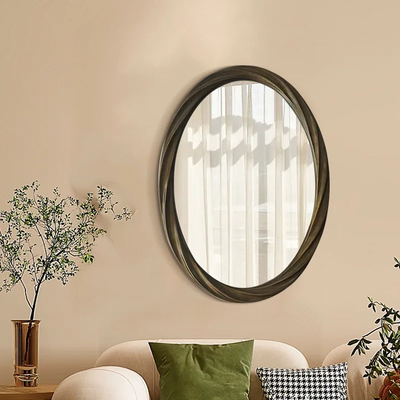 AA Simple oval bathroom mirror hemp rope hotel retro