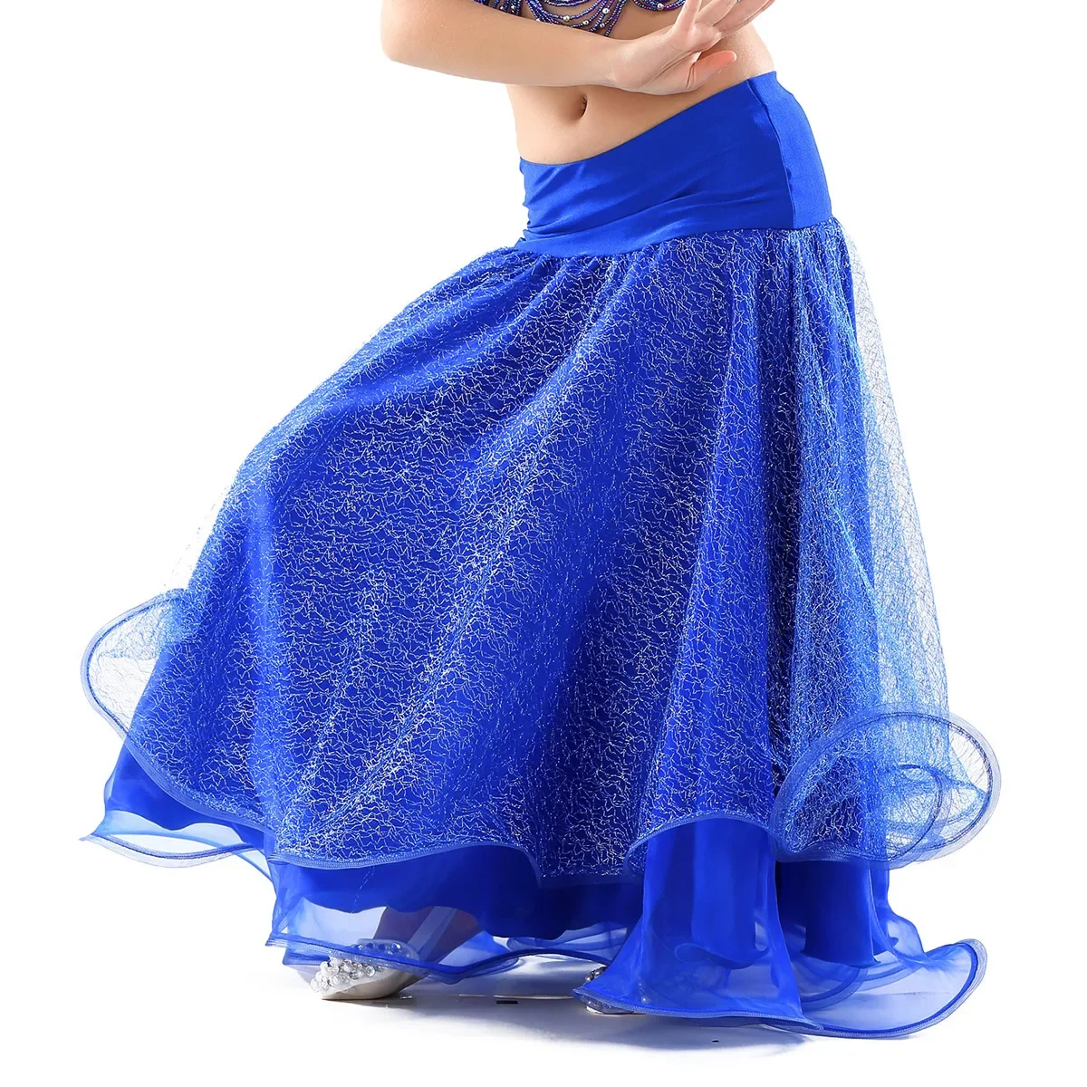 Dancer children's silver wire mesh skirt charm belly dance performance skirt stage focus