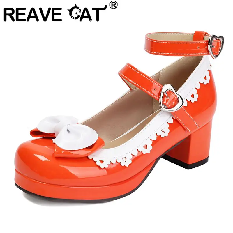 REAVE CAT Sale Retro Women Mid Calf Boots Round Toe 5cm Wedges Slip On Metal Accents Casual Daily Shoes Coffee Plus Size 43-50