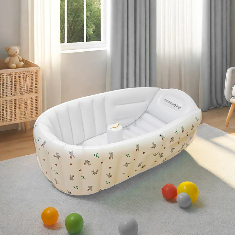 1PCS Inflatable Baby Bathtub Infant Anti-Slip Bath Seat Pool with Air Pump Travel Camping Portable Toddler Bath Tub Age 0-3 Year