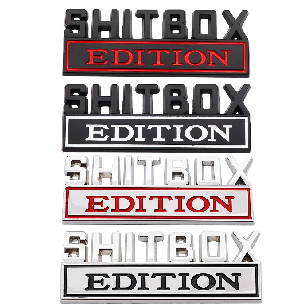 3D Zinc Alloy Emblem SHITBOX EDITION Badge Car Tail Side Sticker Accessories for Jeep, Dodge, Chrysler and Trucks. view 2