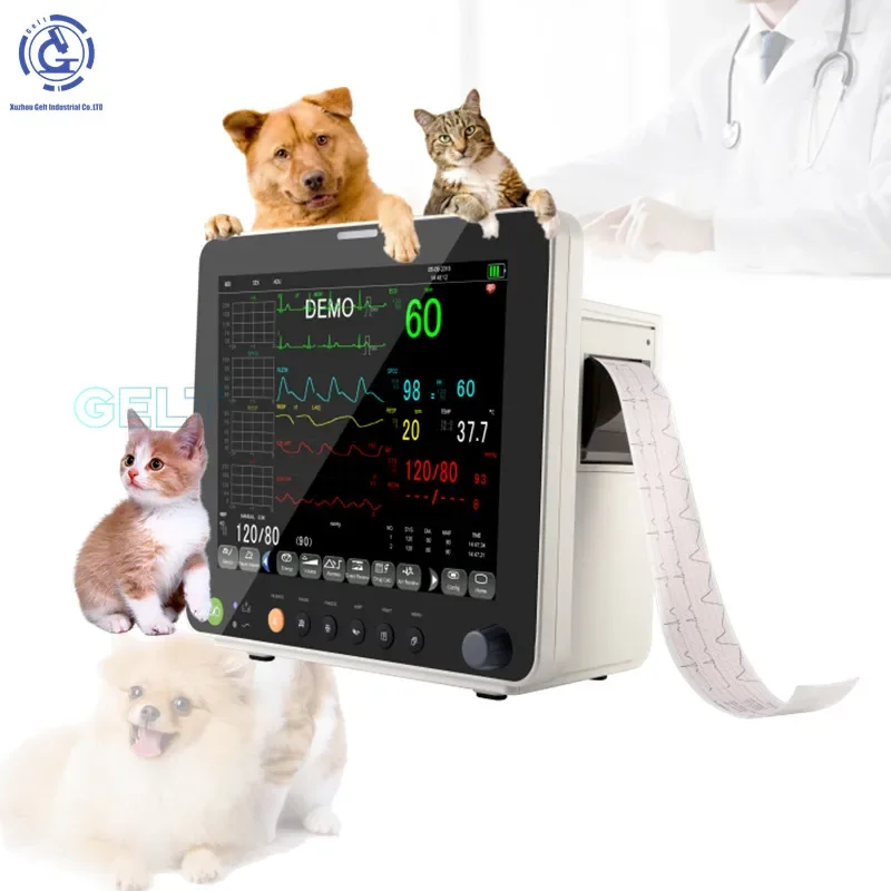 

12.1 Inch portable Hospital Emergency Monitor Vet Multi-parameter Veterinary Multiparameter ICU Cardiac Vital Sign Monitor