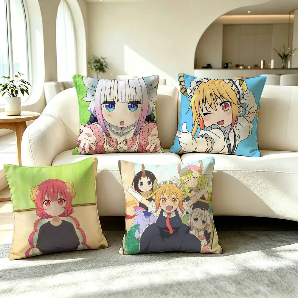 M-Miss Kobayashis Dragon Maid  Square Double-Sided printed Pillow Case Bedroom Bedside Pillow Sofa Cushion Cover