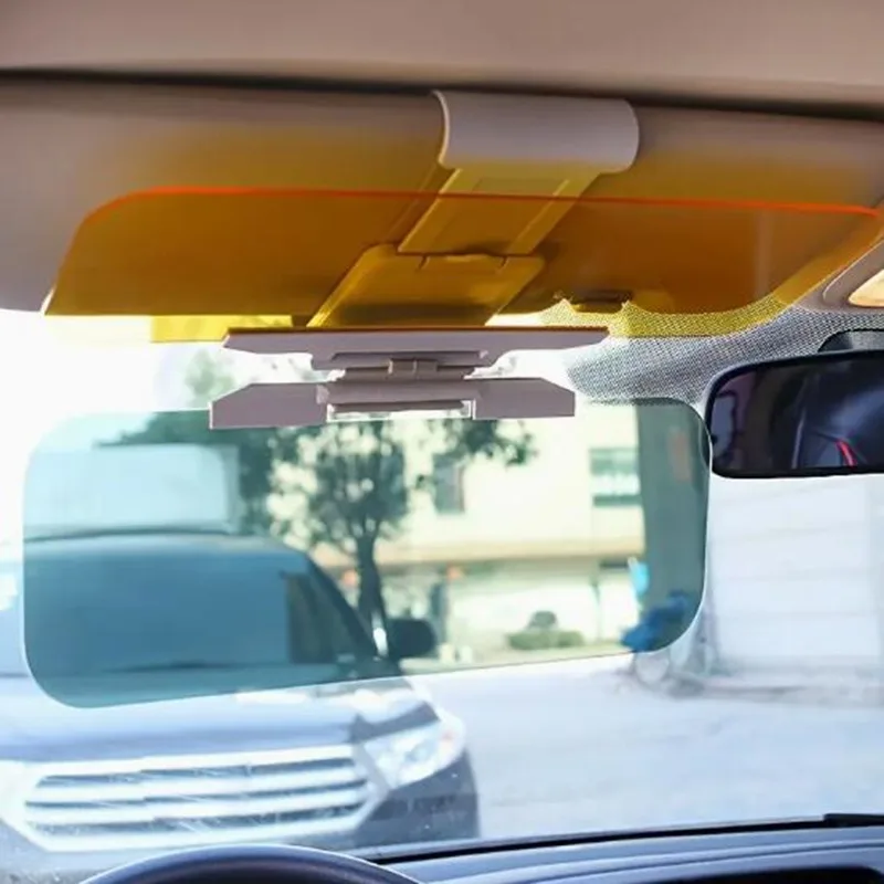 Car Sun Visor Goggle Clip-on Car Day and Night Anti-UV Anti-Dazzle Sun Block Sunshade Rotatable Clear Driving Mirror