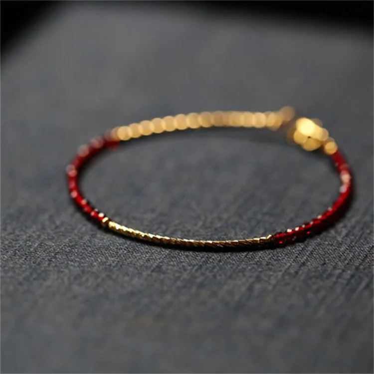 Red Spinel Stone  Facet Beaded  Bracelet  14k Gold Filled Lucky Charm Bracelet For Women Luxury Jewelry Gift Whosale
