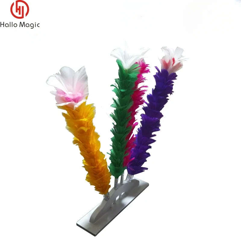 Hamed Colorful Feather Sticks Stage Magic Tricks Flower Stage Props Gimmick Illusions Magia Toys Classic Magic Props Mentalism