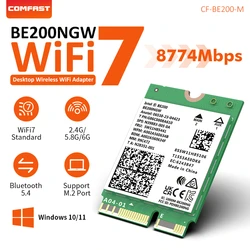 Wifi7 Intel Be200 Netwerkkaart Bluetooth 5.4 Tri-Band Hoge Snelheid M.2 Wifi Draadloze Adapter 802.11be Voor Pc Laptop Win10/11 Linux