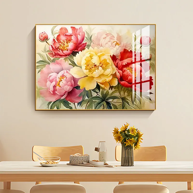 

Modern Simple Sle Cross Stitch Kit Luxury Peony Flower Wealth And Happin Small Home Fabric Art for Living Room And Bedroom