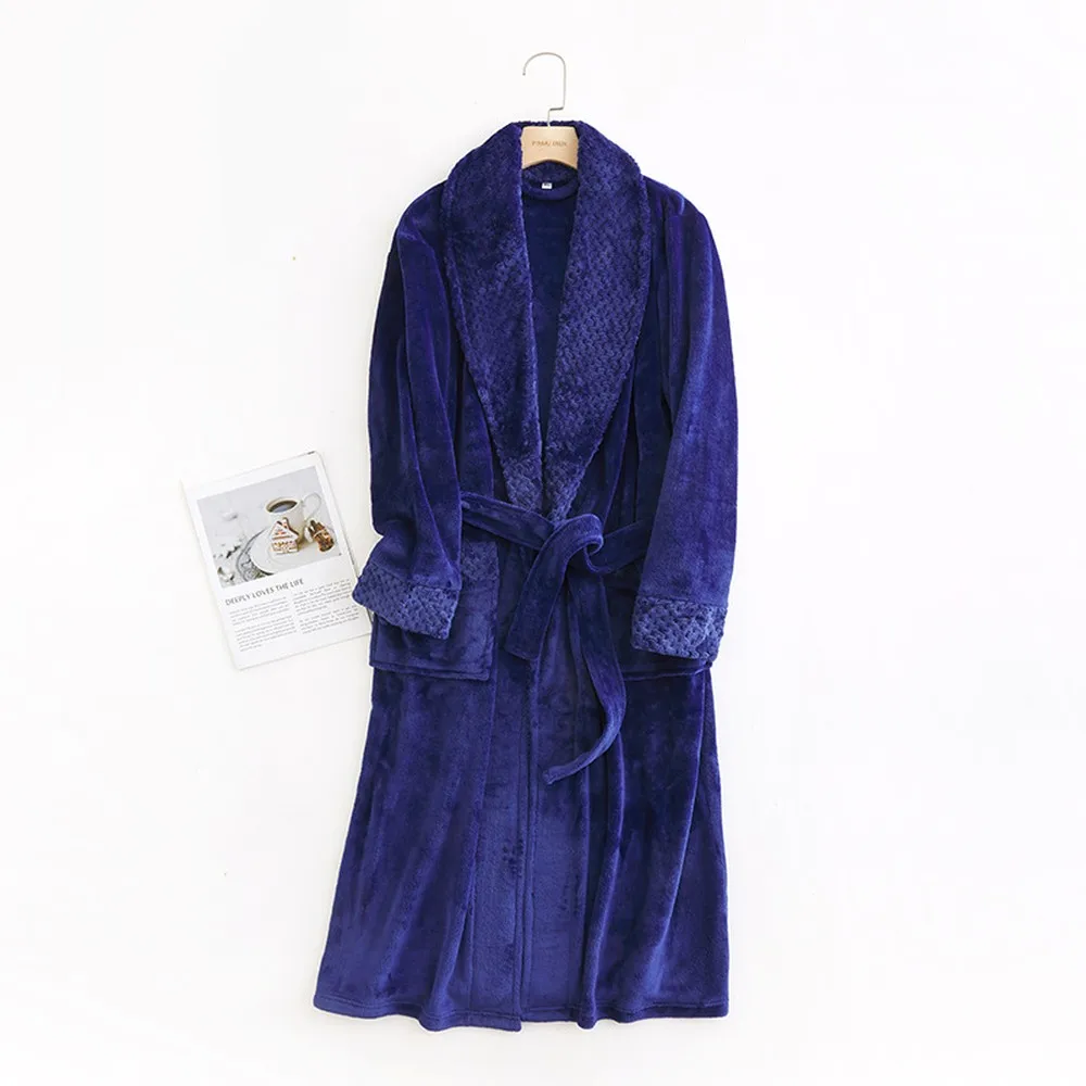 

Embroidered 750g Long Flannel Winter Bathrobe Custom Made for Women Thick Plush Warm Hotel Oversized Couple Flannel Robe