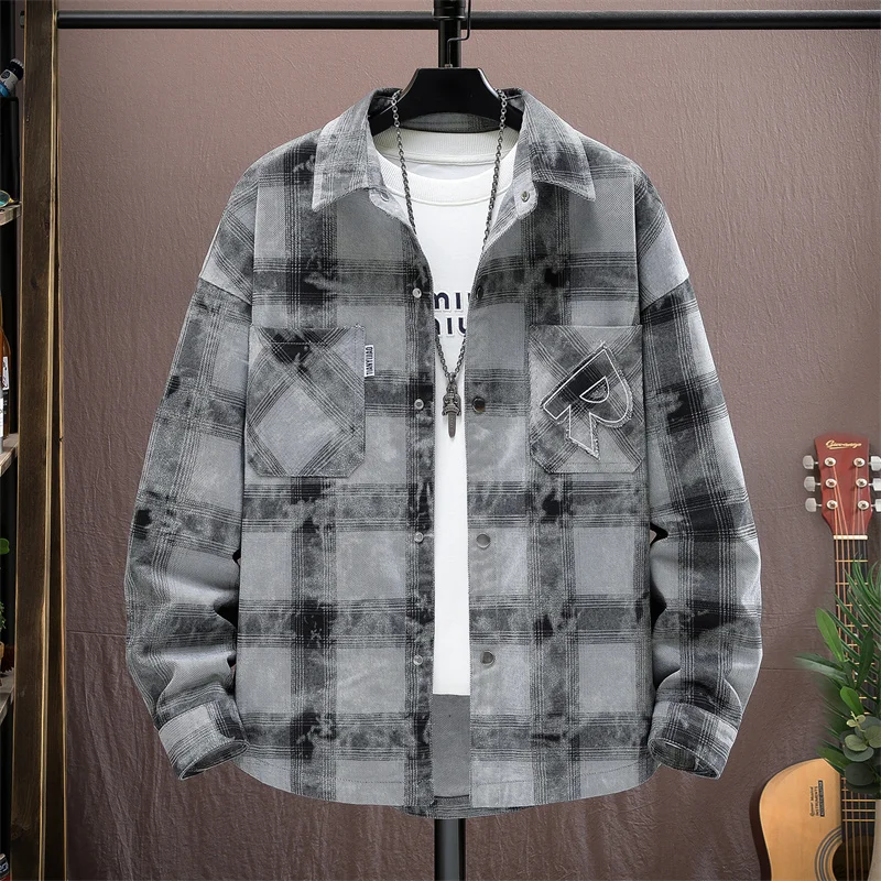 

Men's Casual Plaid Long Sve irt Loose Fit Spring Autumn Jaet Trendy Classic American Retro Sle Breathable Cotton Pol...