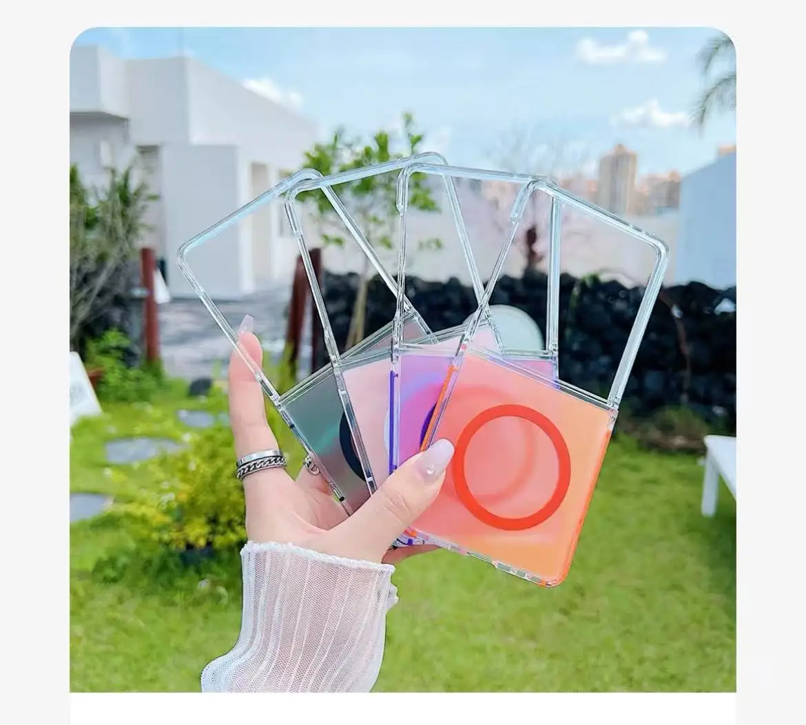 

Роскошный противоударный чехол MagSafe с металлическими линзами для пожилых людей для Samsung Galaxy Z FLIP4 FLIP5 FLIP6, обесцвеченный чехол для беспроводной зарядки