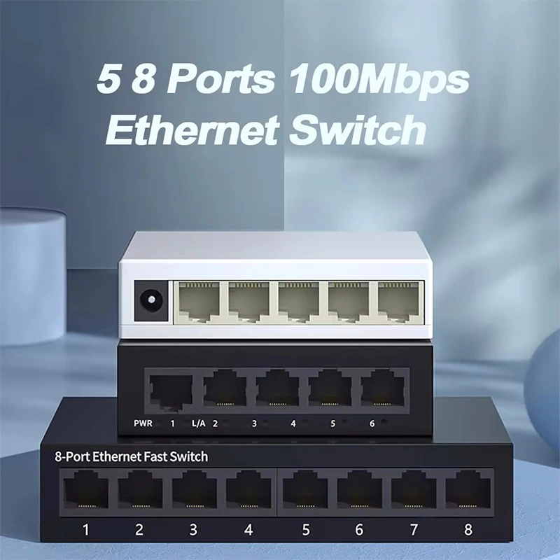 5-Port Gigabit White Ethernet Switch 10/100/1000Mbps Desktop Network Switch White Plaste Common Wired External for Home/Office