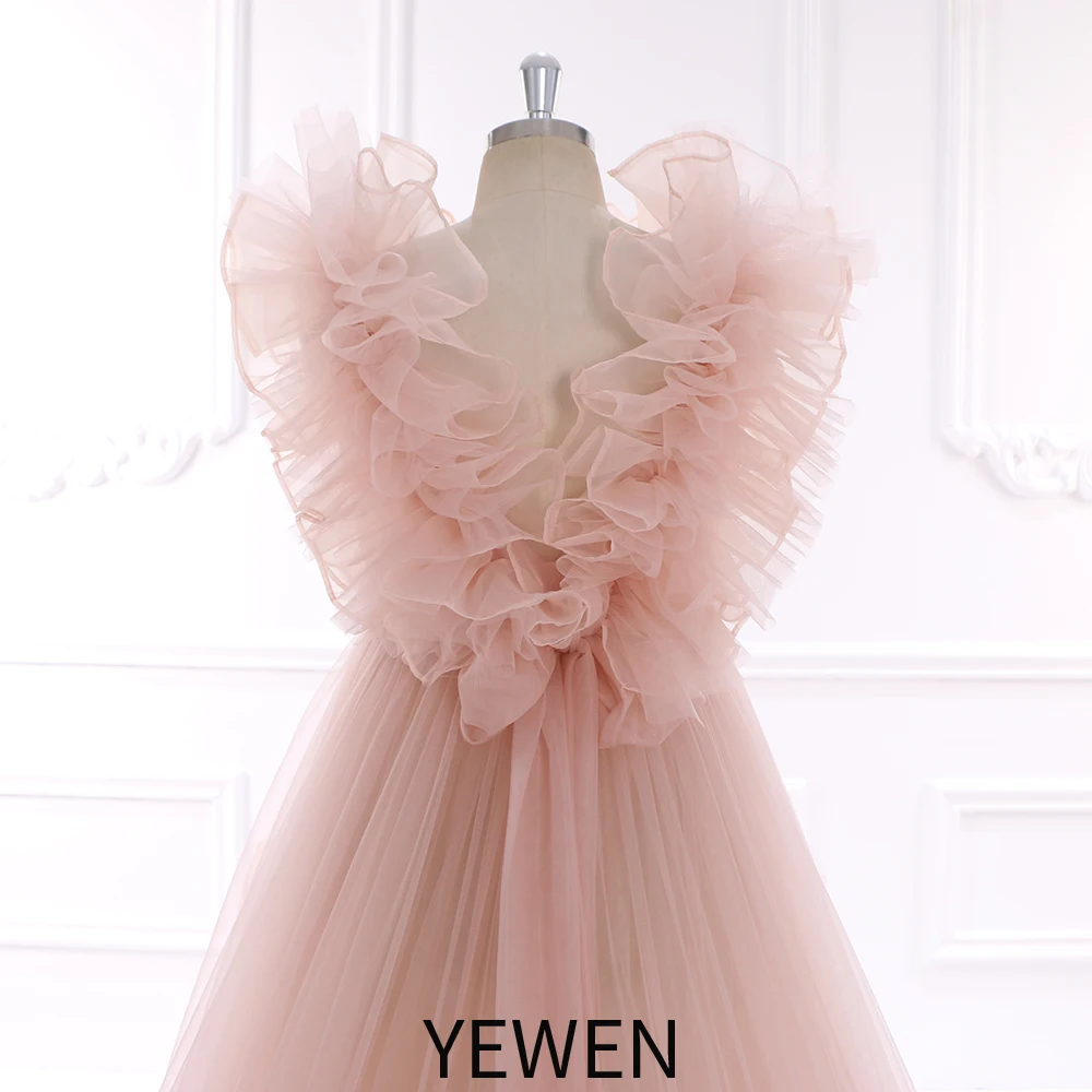 Romantic Ruffles Tulle Organza Wedding Dress with 60cm Train Photo Shoot Dress Photography Dresses YEWEN YW230920-1