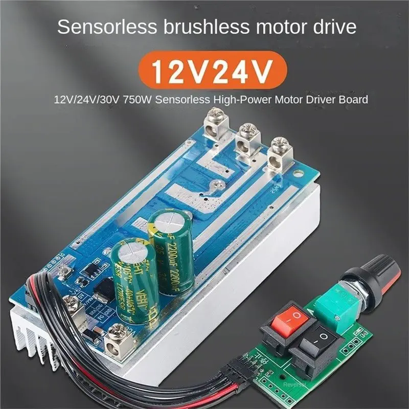 ABMH-750W Sensorless BLDC Motor Driver Board DC12V 24V 30V Three Phase Brushless DC Motor Speed Controller DC Motor Governor
