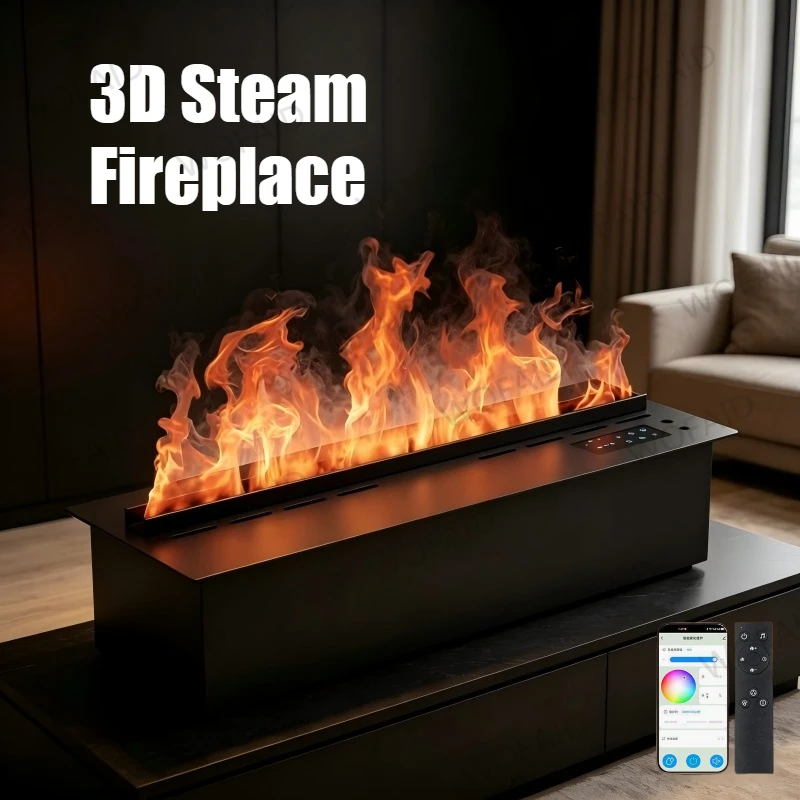 Long Linear Electric Fireplace 1800mm 3D Water Vapor Steam Effect Remote Touch Panel Adjustable Flame Speed Color Extra Large