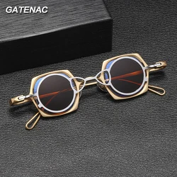 Vintage 2 In 1 Magnet Clip Pure Titanium Eyeglasses Frame Men Square Polarized Glasses Frame Women Designer Luxury Brand Eyewear