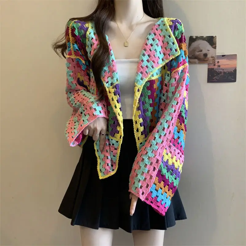 

Elegant Sweet Cardigan Coat Women Autumn Oversize Loose Knitted Tops Korean Fashion All-match Sweaters Mujer Pull Femme