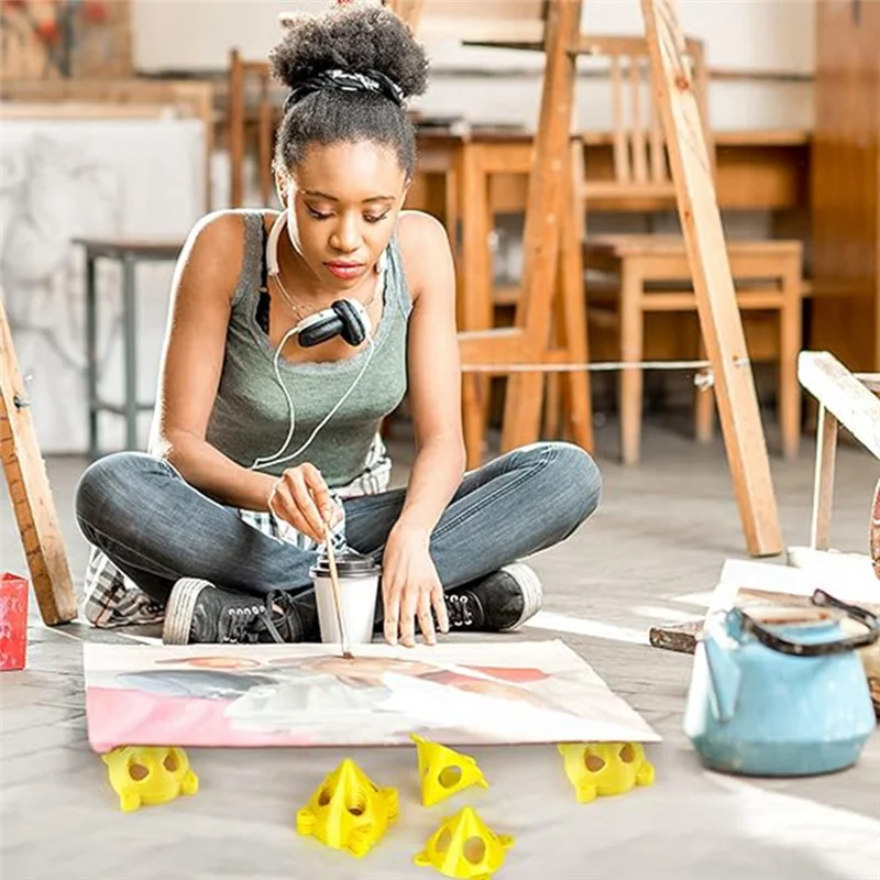 

24Pcs Painter Pyramid Stand Mini Paint Tripod Windproof Roller Barrier Barrier Signs For Cleaning Paint Oil Paintings Durable