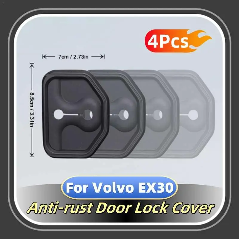 

4pcs Absorber Cushion Silicone Car Door Lock Buckle Anti-collision Protective Cover For Volvo EX30 Anti-rust Door Lock Cover