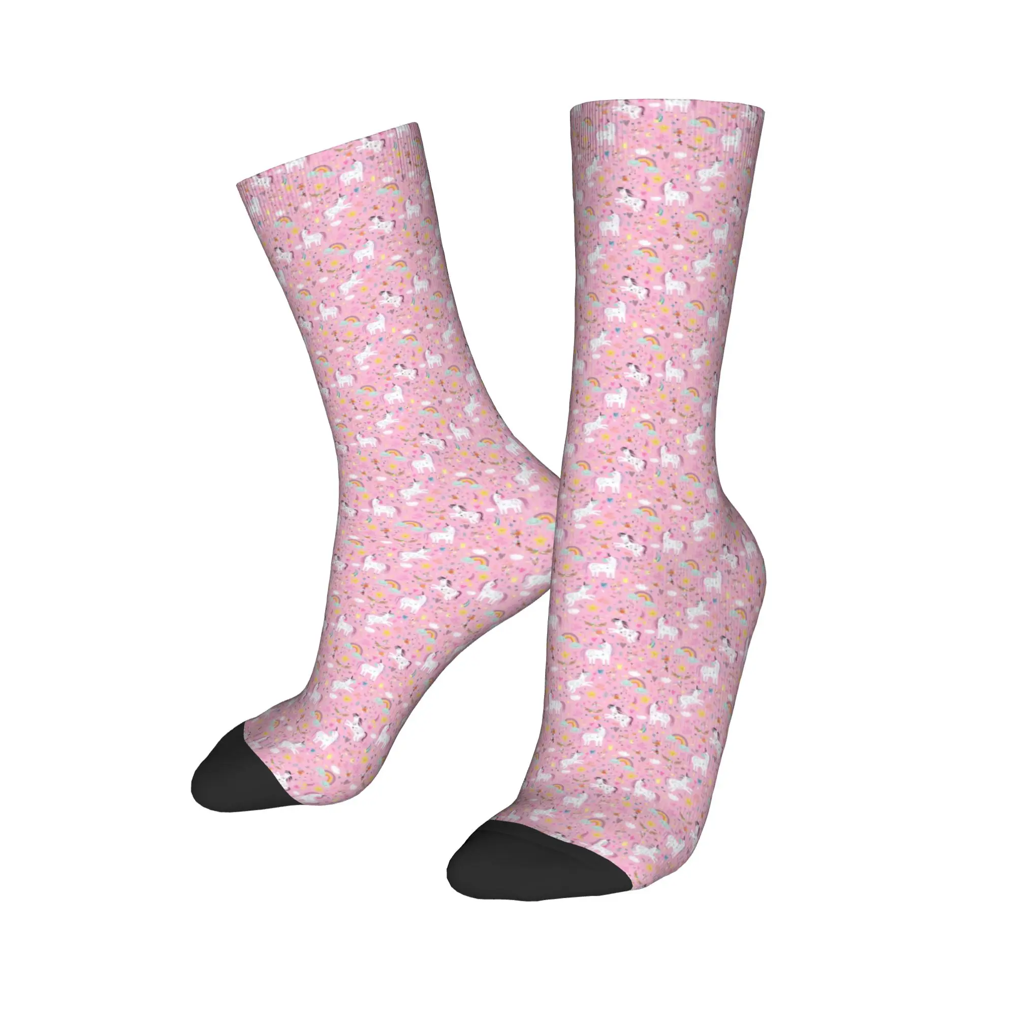 Rainbow Unicorn Cartoon Socks  Anti Skid Stockings Couple Quality Skateboard Socks Winter Kawaii Design Socks