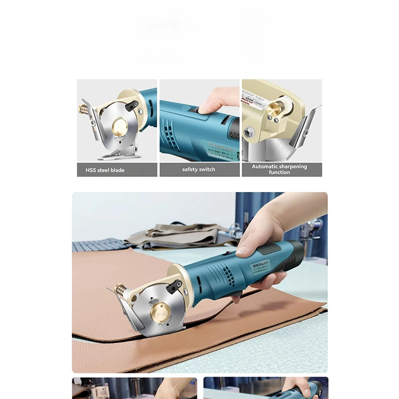 70/90 Cordless Round Knife Cutting Machine Handheld Electric Scissors Home Apparel Fabric Cutting Tool