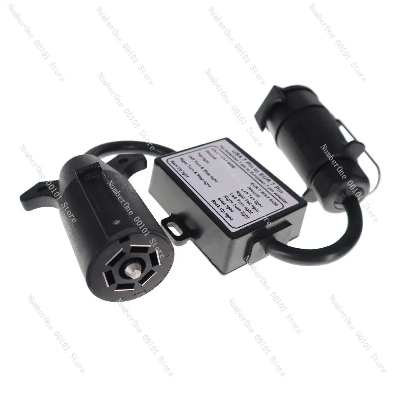 Custom American 7-pin to European Trailer Harness Connector Separation Power Cord Brake Light Line Adapter
