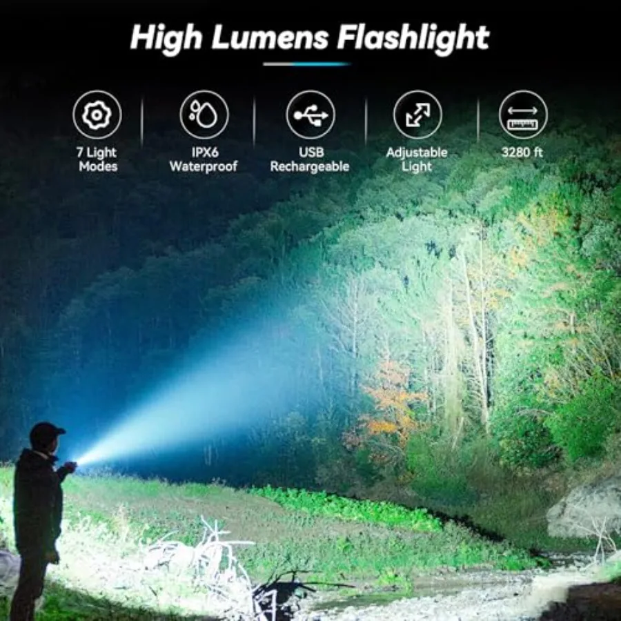 Flashlight Rechargeable Flashlights High Lumens 99 000 LM Bright LED Flashlight Powered Flash Light USB Rechargeable Flashlight