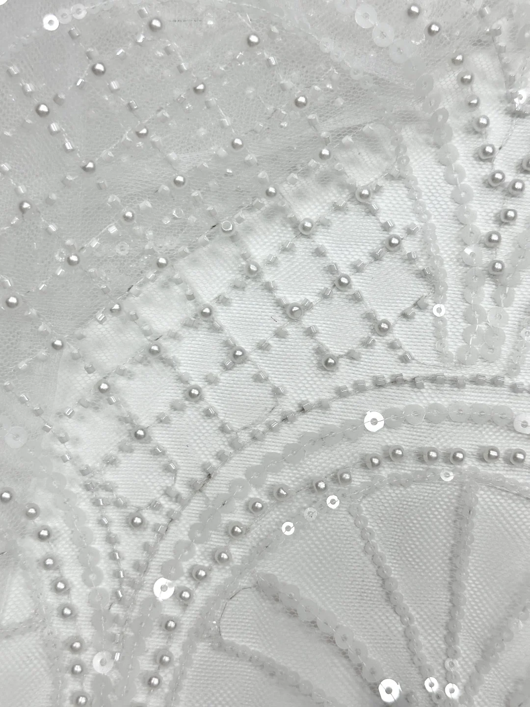 

2026Wedding Dress Fabric,Ultra Elegant White Soft Tulle Lace with Beads and Stones - High Quality Austria LatestNN7938_R