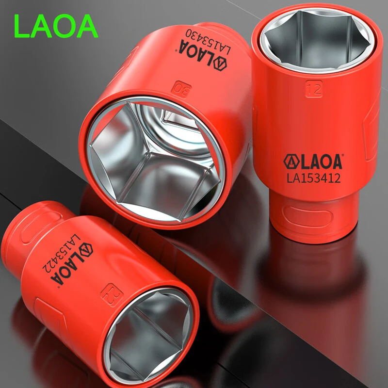 LAOA 3/8 Insulated Metric Hexagonal Socket, High Voltage Resistant 1000V Electric Vehicle Repair Insulation Tool