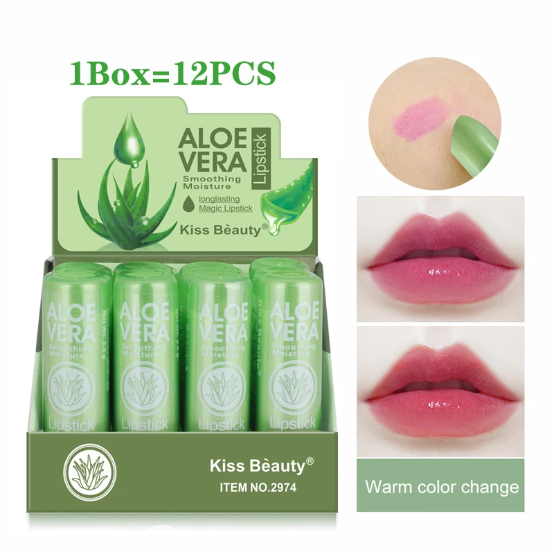 12/24PCS Bulk Wholesale Lips Comestics Set  Aloe Vera Lip Balm Sexy Lipstick Argan Oil Lip Plumping Oil Moisturizing Batom