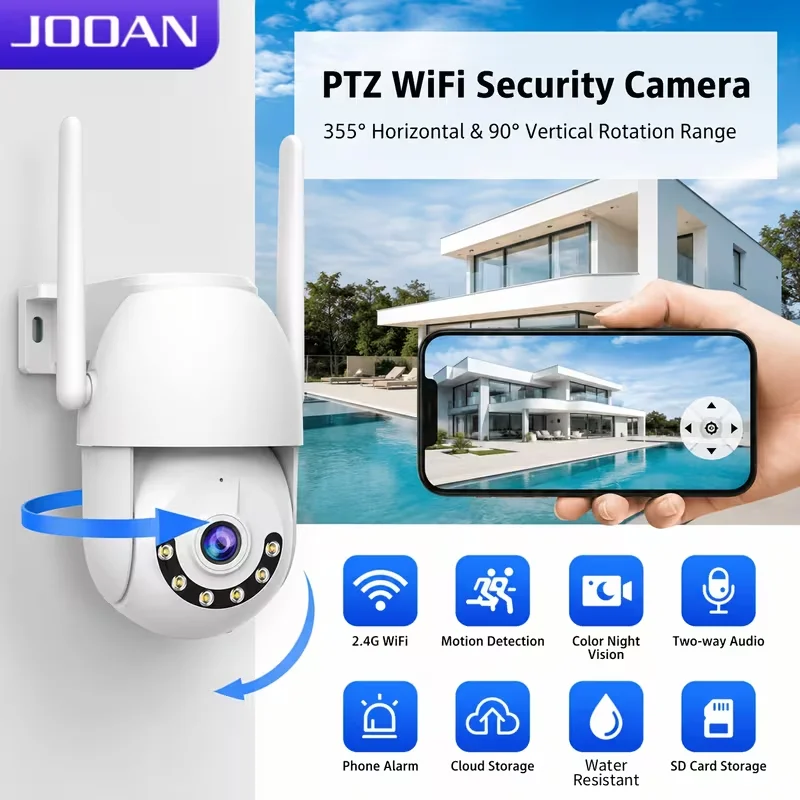 Jooan 3MP Wifi IP Camera Outdoor Security Surveillance Camera 2 Way Audio Auto Tracking Night Color Waterproof CCTV Camera