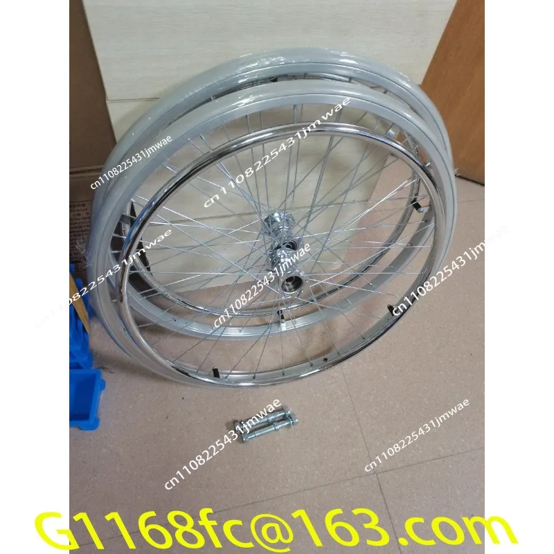 Wheelchair Rear Wheel Assembly 24 Inch Solid Rear Wheel Wheelchair Accessories Large Wheel Smooth Tire Pattern Tire