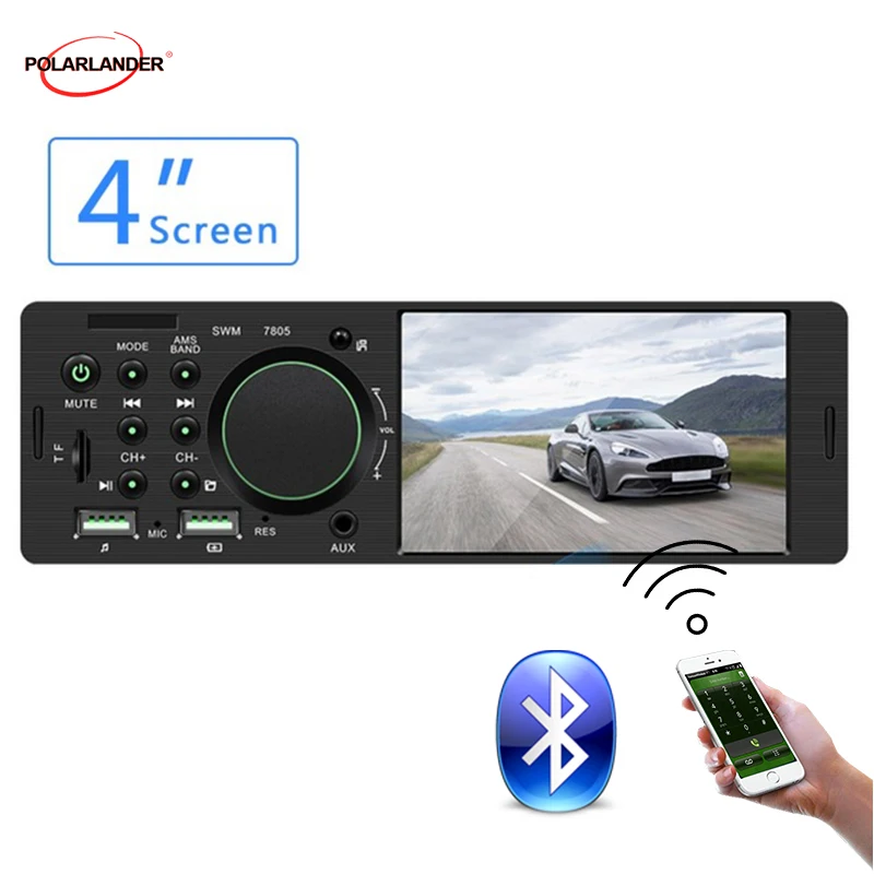 

RCA 2 channels Audio Output Dual USB ports TF/AUX/FM Bluetooth 4.1" MP5 12V High Power Stereo System 1 Din Car Radio Handsfree