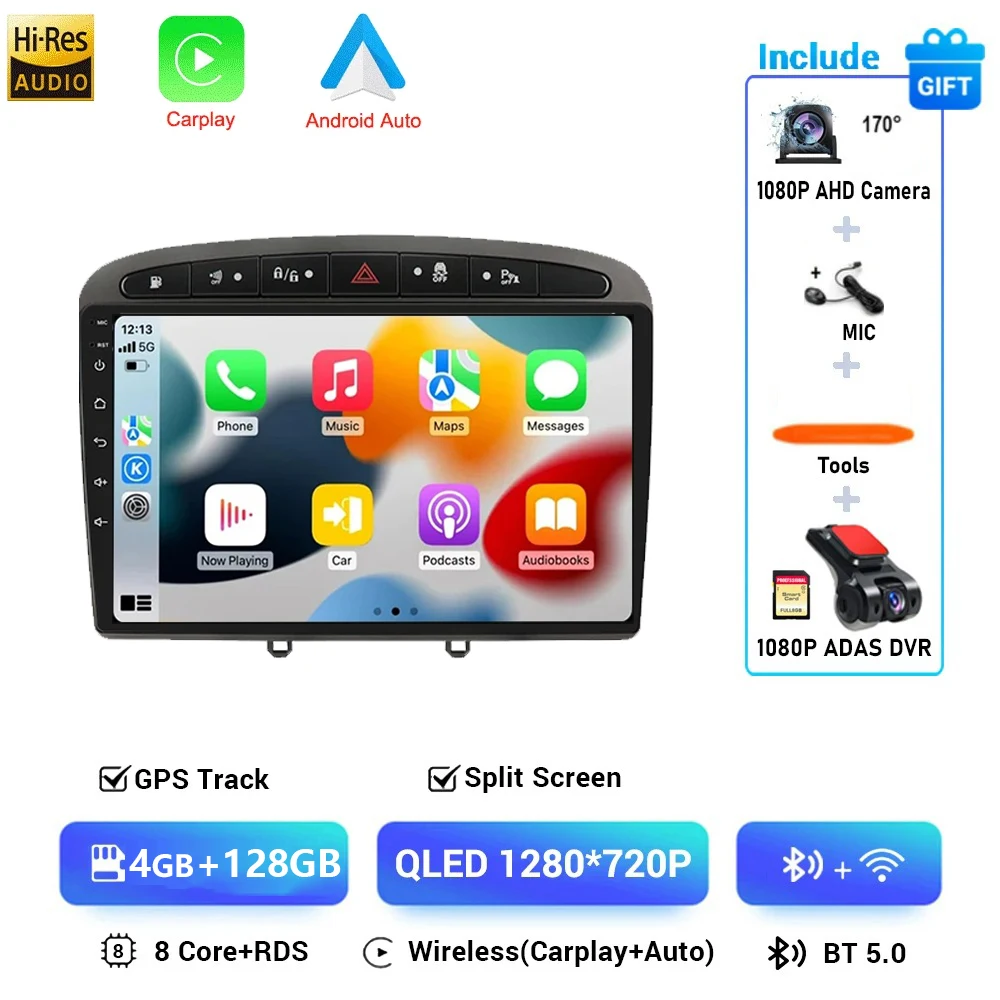 Android 16 Voor Peugeot 308 308SW 408 2012-2020 2K QLED Stereo Autoradio Multimedia Video Player GPS AI Voice CarPlay 4G DSP