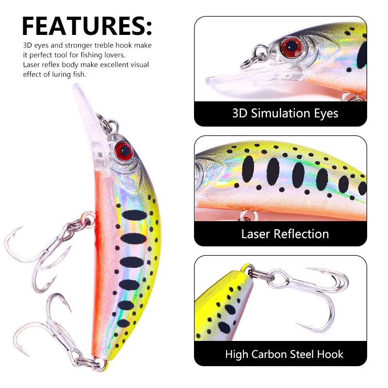 Mini Jerkbait Hundible 6cm para Perca – Señuelo Buceo Profundo - imagen 4