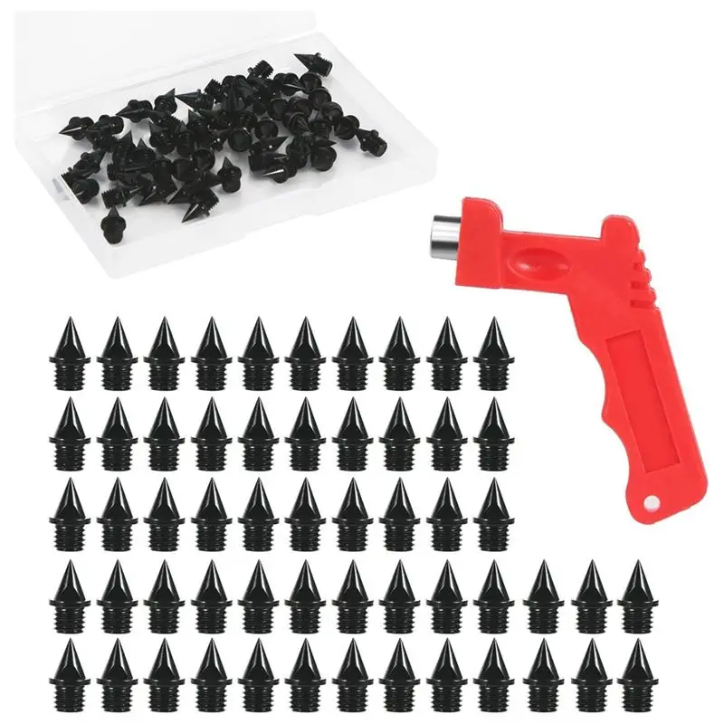 ABME New 56PCS 1/4Inch Carbon Steel Track Spikes,Replacement with Spikes Wrench Tool Shoe Spikes Running Spikes for Sports Shoes
